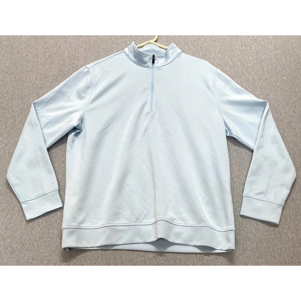 Hickey Freeman Sweater Mens L Blue Comfort Stretch Quarter Zip Mock Neck Winter